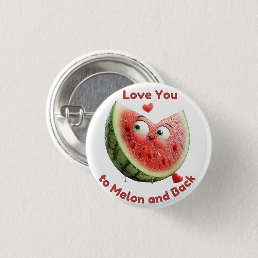 Watermeloen Liefde: Zoet & Sappig Hart Ronde Button 3,2 Cm (Voorkant /achterkant)