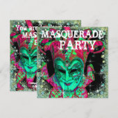 Watermeloen Lime Groen Heet Roze Maskerade Feestje Kaart (Voorkant / Achterkant)