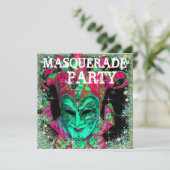 Watermeloen Lime Groen Heet Roze Maskerade Feestje Kaart (Staand voorkant)