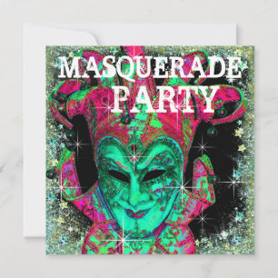 Watermeloen Lime Groen Hot Roze Maskerade Feest Kaart