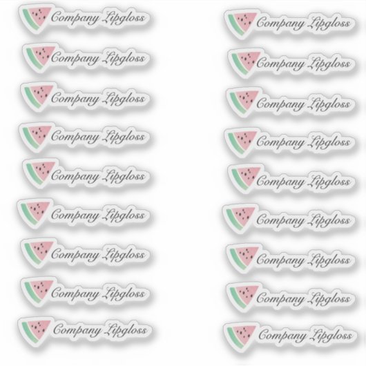 Watermeloen Lip Gloss Verpakkings Bedrijfsnaam Sticker (Voorkant)
