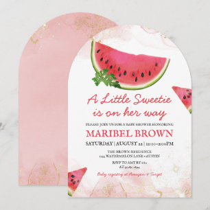 Watermeloen Little Sweetie Baby Shower Roze Kaart