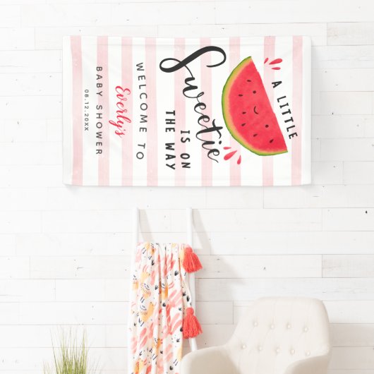 Watermeloen Little Sweetie Baby shower Welkom Spandoek (Insitu)