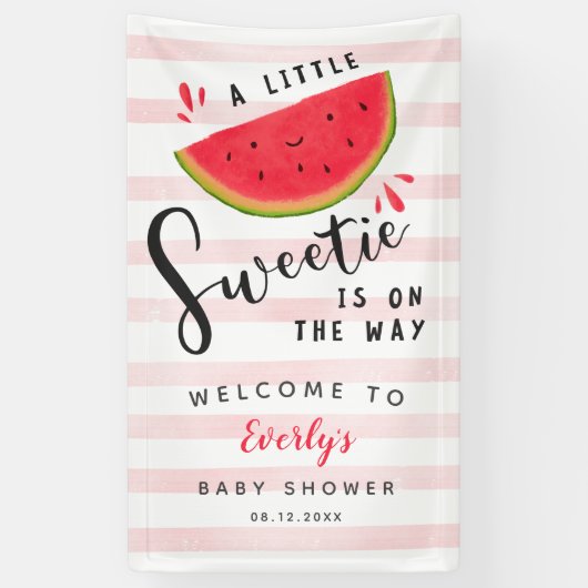 Watermeloen Little Sweetie Baby shower Welkom Spandoek (Verticaal)