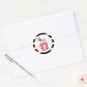 Watermeloen Mason Jar Drink Zwart + Wit Verjaardag Ronde Sticker (Envelop)