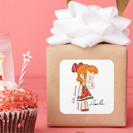 Watermeloen meisje Sticker (Feest)