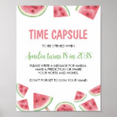 Watermeloen Meisje Verjaardag Tijd Capsule Teken Poster (Voorkant)