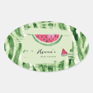Watermeloen Meisje Zomer Baby Shower Ovaal  Ovale Sticker