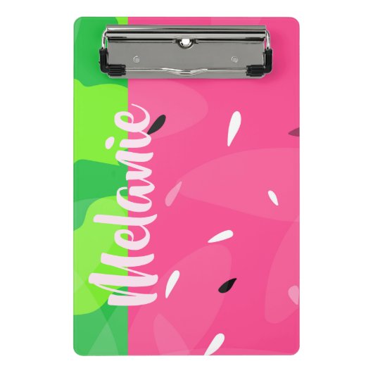 Watermeloen meloen zaden roze groen gepersonalisee mini klembord (Voorkant)