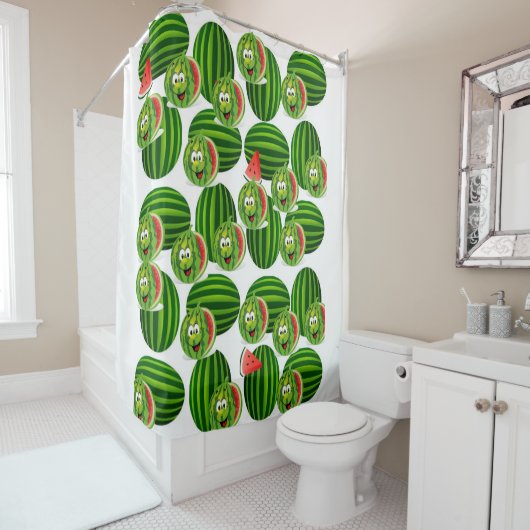 watermeloen met groene douwergordijn douchegordijn (In situ)