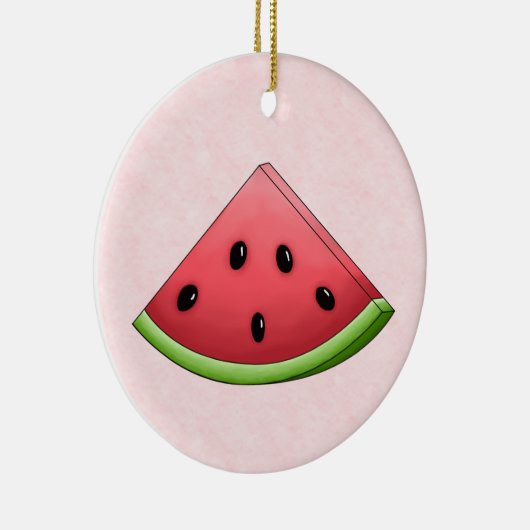 Watermeloen met roze achtergrondversiering keramisch ornament (Rechts)