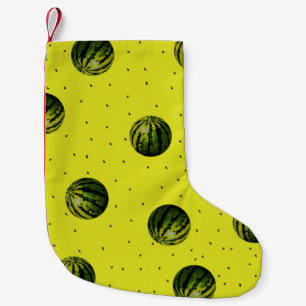 Watermeloen met Zaadjes Patroon (geel) Kleine Kerstsok