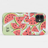 Watermeloen 'Monogram' groene iPhone case verticaa (Achterkant (horizontaal))