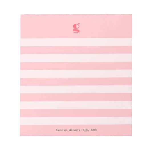 Watermeloen Monogram Naam Schattig Girly Gestreept Notitieblok (Voorkant)