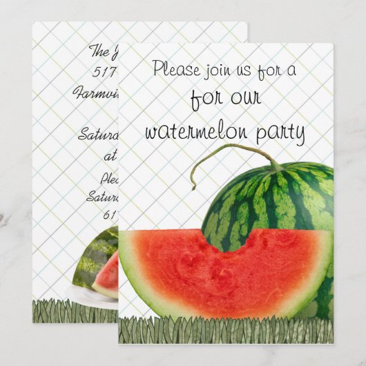 watermeloen nodigt kaart (Voorkant / Achterkant)