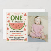 Watermeloen "One in a Melon" 1e verjaardag Kaart (Voorkant / Achterkant)