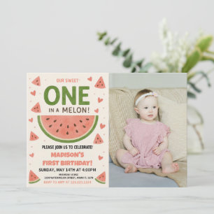 Watermeloen "One in a Melon" 1e verjaardag Kaart