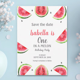 Watermeloen One In A Melon Little Girl Sweet Save The Date
