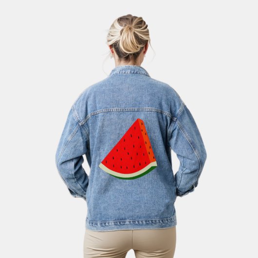 Watermeloen oogstsegment vruchten zomer denim jacket (Model)