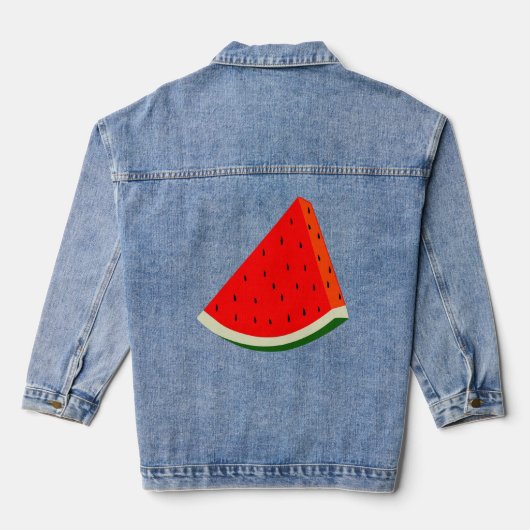 Watermeloen oogstsegment vruchten zomer denim jacket (Achterkant)