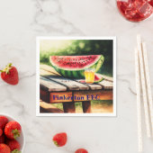 Watermeloen op een picknicktafel servet (Insitu)