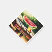 Watermeloen op een picknicktafel servet (Hoek)