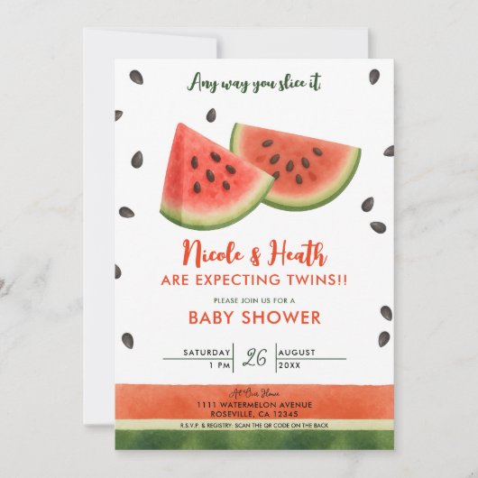 Watermeloen op elke manier waarop je het Baby show Kaart (Voorkant)