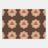 watermeloen op olijf bord met palestijnse tatreez inpakpapier vel (Voorkant 3)