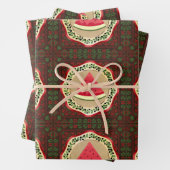 watermeloen op olijf bord met palestijnse tatreez inpakpapier vel (In situ)