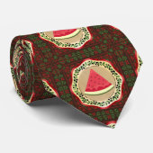 watermeloen op olijf bord met palestijnse tatreez stropdas (Opgerold)