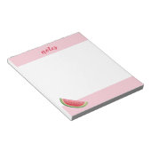 Watermeloen op roze en persoonlijke titel of naam notitieblok (Schuin)