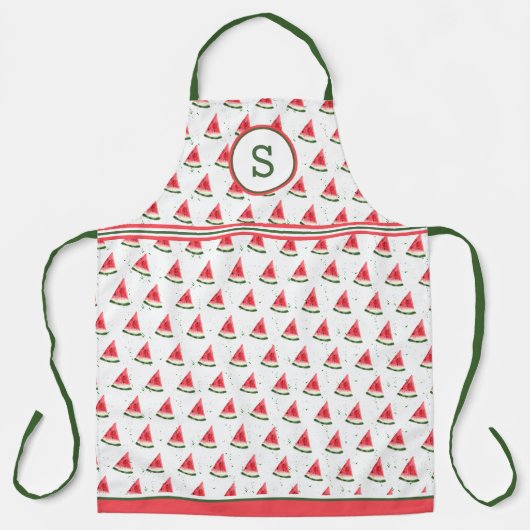 Watermeloen op spat Monogram Schort (Voorkant)