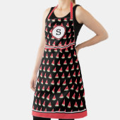 Watermeloen op zwart monogram schort (Insitu)