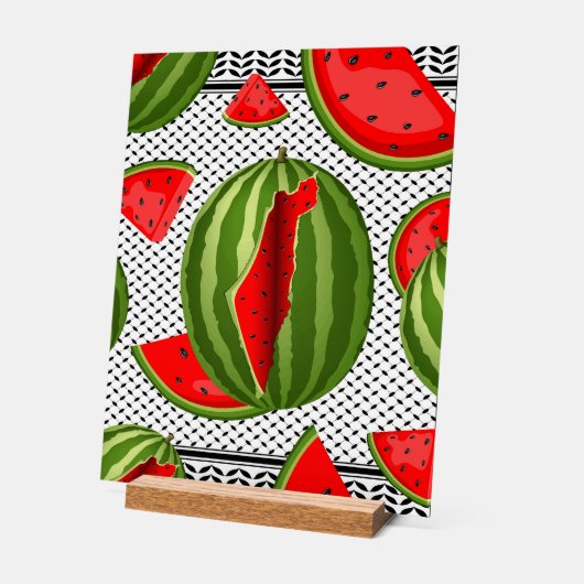 Watermeloen Palestina Kaart Slice Acryl Bord (Hoek)