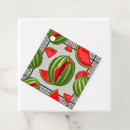 Watermeloen Palestina Kaart Slice Bedankjes Labels (In situ)