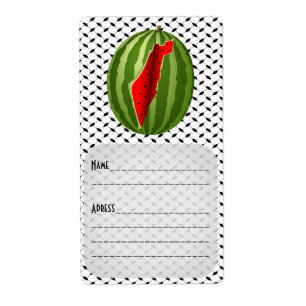 Watermeloen Palestina Kaart Slice Etiket