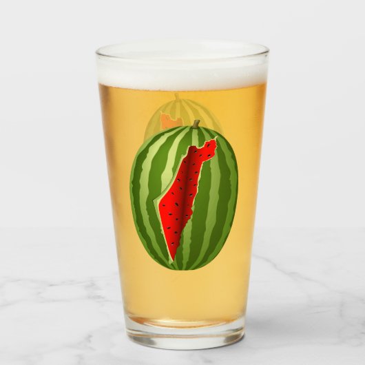 Watermeloen Palestina Kaart Slice Glas (Voorkant gevuld)