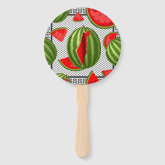 Watermeloen Palestina Kaart Slice Handwaaier (Achterkant)