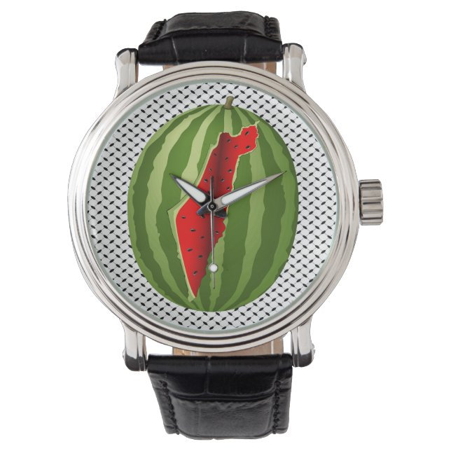 Watermeloen Palestina Kaart Slice Horloge (Voorkant)