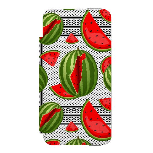 Watermeloen Palestina Kaart Slice Incipio iPhone Portemonnee Hoesje (Voorkant Agenda)