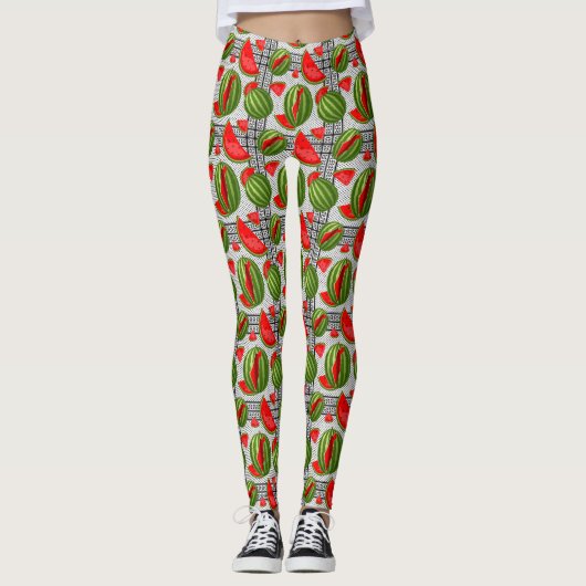 Watermeloen Palestina Kaart Slice Leggings (Voorkant)