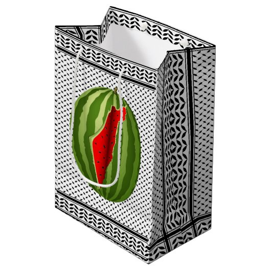 Watermeloen Palestina Kaart Slice Medium Cadeauzakje (Voorkant Gekanteld)