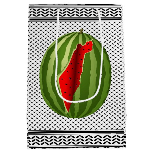 Watermeloen Palestina Kaart Slice Medium Cadeauzakje (Achterkant)