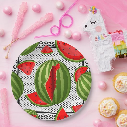 Watermeloen Palestina Kaart Slice Papieren Bordje (Feest)