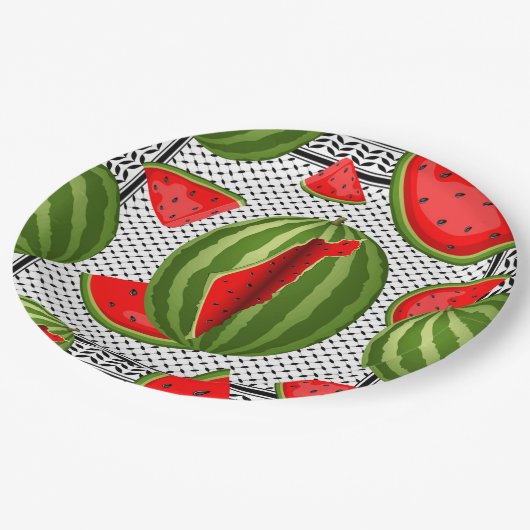 Watermeloen Palestina Kaart Slice Papieren Bordje (Gekanteld)