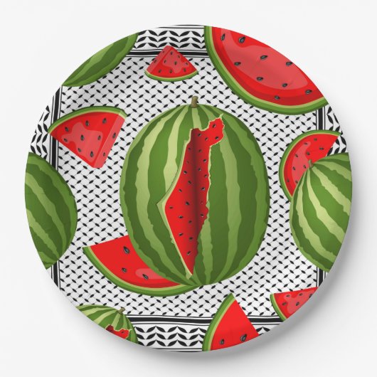 Watermeloen Palestina Kaart Slice Papieren Bordje (Voorkant)