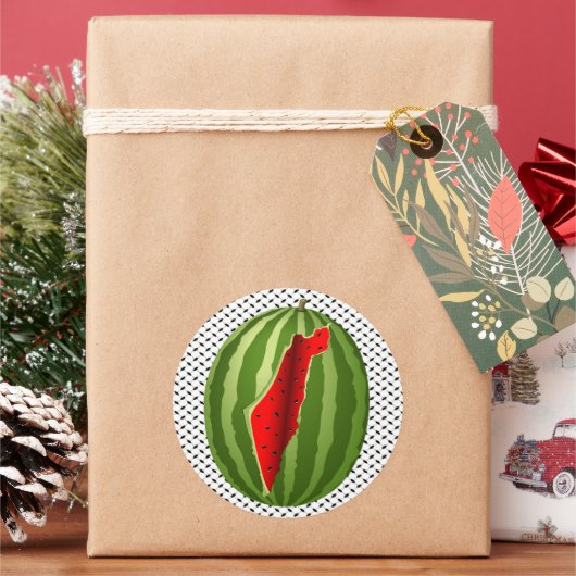 Watermeloen Palestina Kaart Slice Ronde Sticker (Feestdagen)