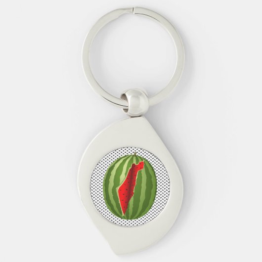 Watermeloen Palestina Kaart Slice Sleutelhanger (Voorkant)