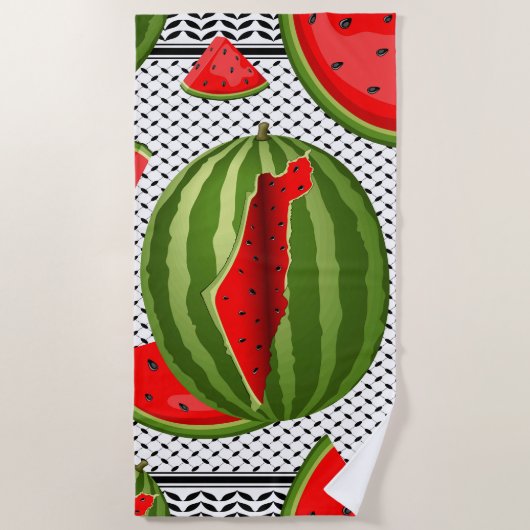 Watermeloen Palestina Kaart Slice Strandlaken (Voorkant)