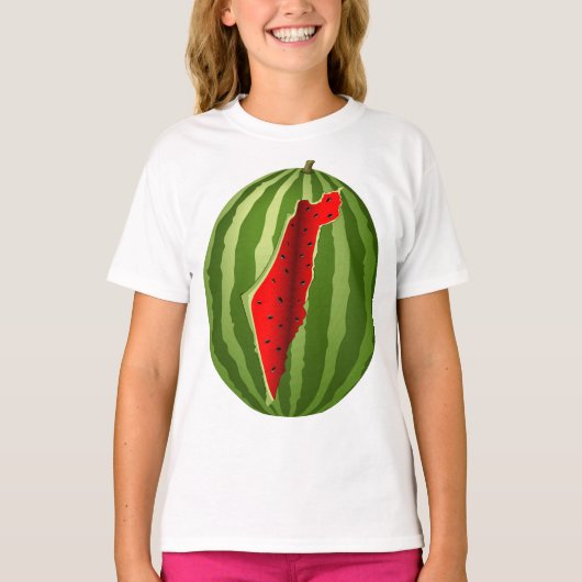 Watermeloen Palestina Kaart Slice T-shirt (Voorkant)